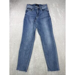 Judy Blue Slim Fit Raw Hem Jeans Women's Medium Wash Size 26X27